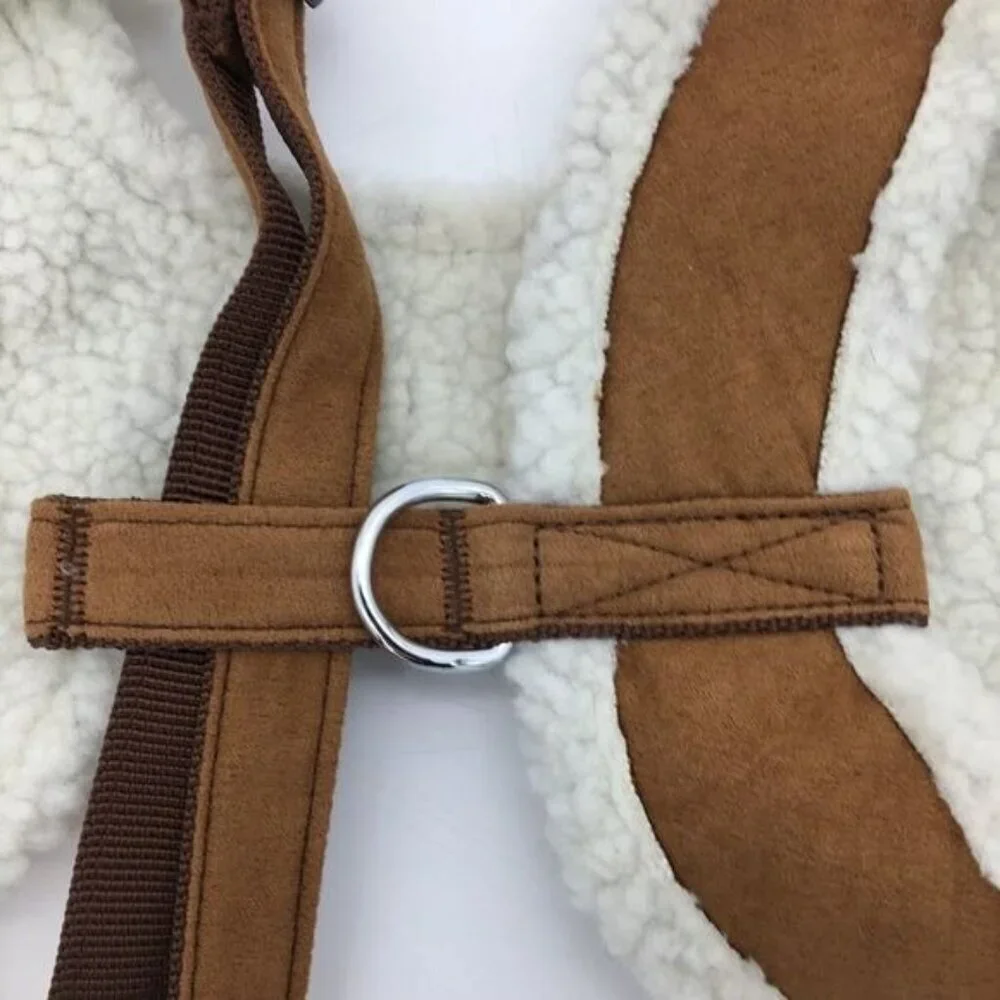 East Side Collection Cozy Sherpa Dog Pet Harness Faux Suede Size Large NEW